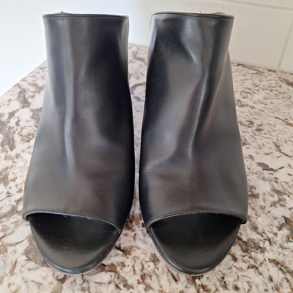 Aquatalia Sample leather Black open toe mule heeled sandals size‎ 10 - Picture 1 of 10